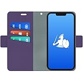 DefenderShield EMF Protection & 5G Anti Radiation iPhone 12/12 Pro Case - RFID Blocking EMF Shield Detachable Wallet Case Purple