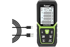 Huepar 330FT Laser Measurement Tool with Rechargeable Li-ion Battery & Electric Angle Sensor, Backlit LCD Digital Tape Measur