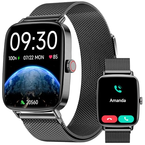 Smartwatch Herren Damen, 1.85" Smart Watch mit Telefonfunktion, Fitnessuhr mit Pulsuhr Schlafmonitor SpO2, 110 Sportmodi Fitness Tracker,IP68 Wasserdi