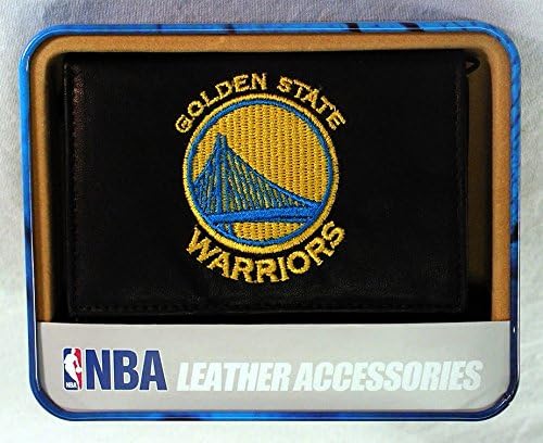 NBA Golden State Warriors Black Leather Embroidered Tri-fold Wallet