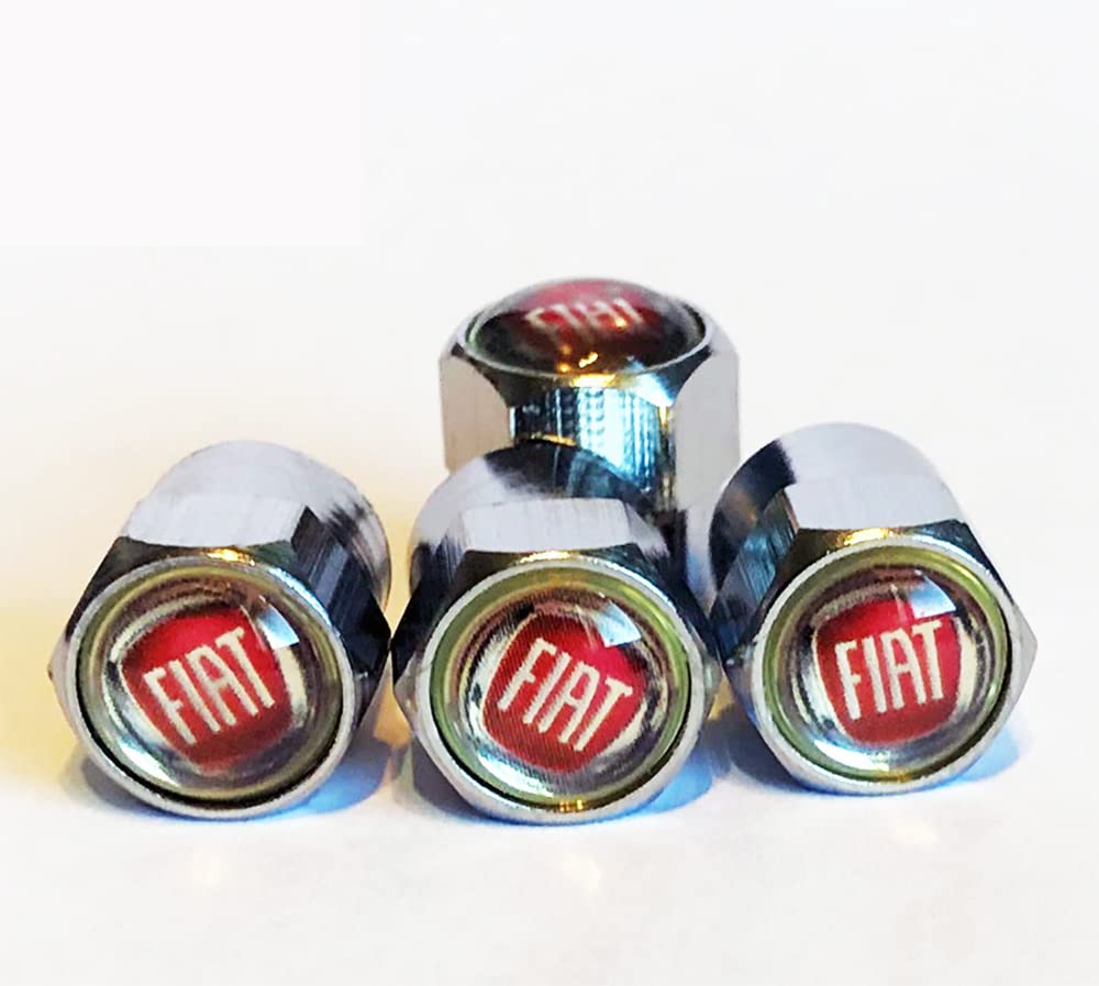 Chrome Wheel Valve Dust Caps. 500 Qubo Doblo Panda Bravo 124 Spider Tipo Multipla Strada