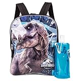 Jurassic World Backpack Combo Set - Jurassic Park Boys' 3 Piece Backpack Set - Jurassic World Backpack, Waterbottle and Carabina (Black/Navy)