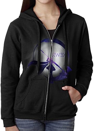 KOBT Women's Rwby Starry Crescent Sky Ruby Rose Logo Full Zip Hoodies Jackets Black Size M