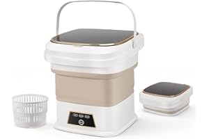 NANTFUN 16L Portable Washing Machine, Mini Foldable Washer with Spin Dry Basket, Two Timed Laundry Modes for Small Loads, Compact Size Ideal for Apartments, Dorm Rooms, RVs, Travel (Light Gray)