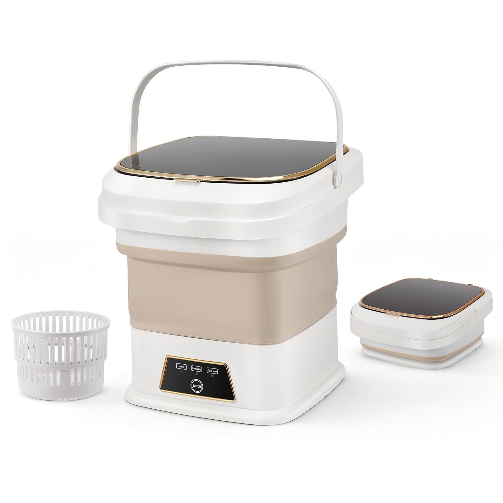 Photo 1 of 16L Portable Washing Machine, Mini Foldable Washer with Spin Dry Basket, Two Timed Laundry Modes for Small Loads, Compact Size Ideal for Apartments, Dorm Rooms, RVs, Travel (Light Gray)