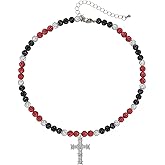 LIYAPEI Bling Ice Collection Baseball Necklace for Boys, crucifix cross pendant necklace colorful Rhinestone Beads Beaded Necklace for Men Women Baseball Team Lovers