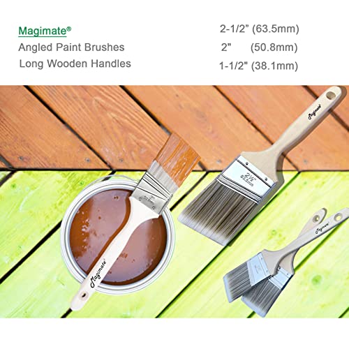 Magimate Paint Brushes Set, Sash Brushes, Soft Tapered Filament, Wood