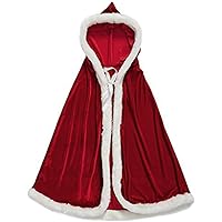 Halloween Christmas Costumes Women Girls Velvet Hooded Cloak Red Robe Mrs Santa Claus Costume Cape Xmas Party Gift