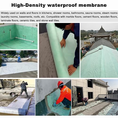 50 m Waterproof Sheet for Bathroom Decoupling Mat for Tiles Waterproofing Tape Prevents Water Leakage Bathrooms Showers Pools 0.8 mm Thick (Size: 1.15 x 50 m (3.7 x 164 ft), Colour: White)