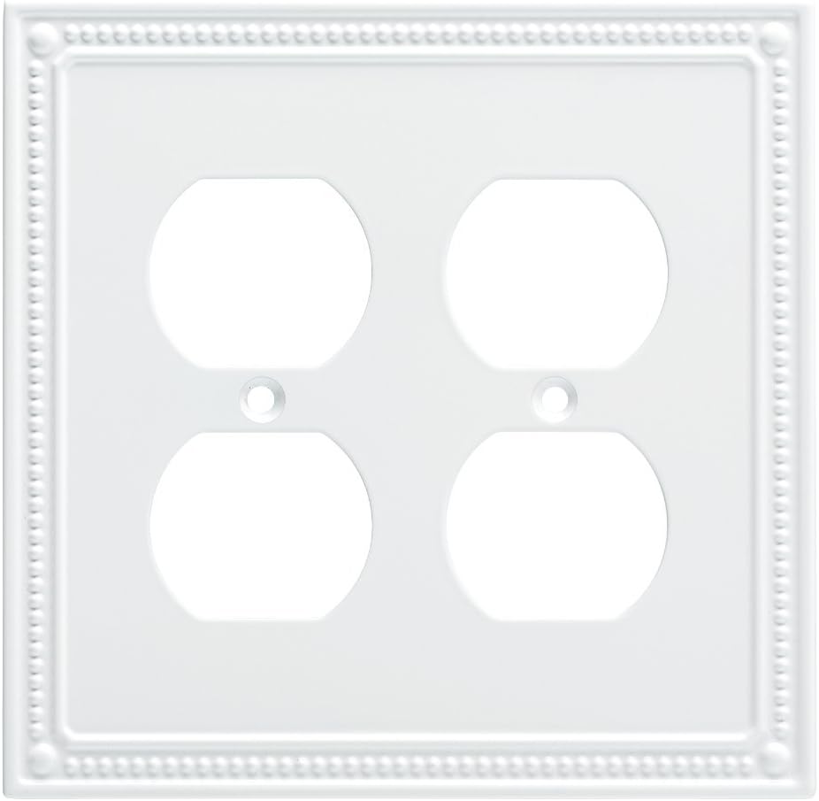 Franklin Brass W35059V-PW-C Classic Beaded Single Duplex Wall Plate/Switch Plate/Cover (3 Pack), White - - 