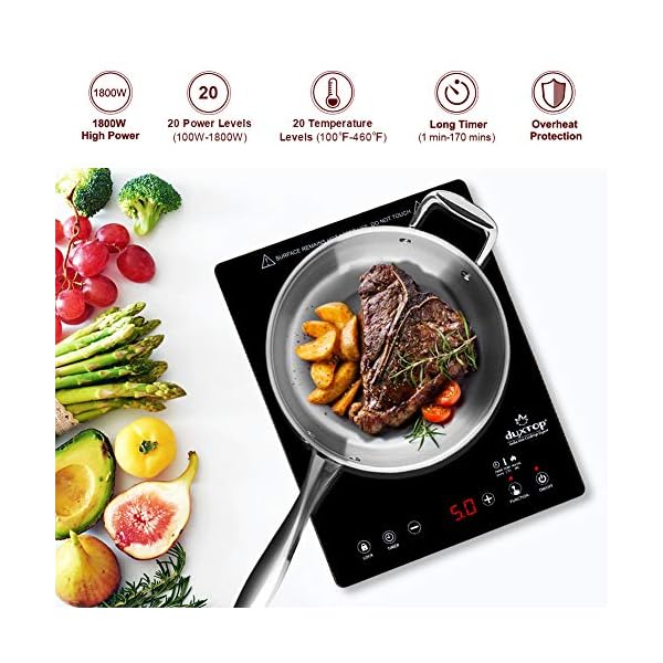 Duxtop Portable Induction Cooktop, High End Full Glass Induction Burner with Sensor Touch, 1800W