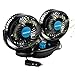 Anpress 12V Car Cooling Fan Oscillating Car Air Fan with Dual Head 2 Adjustable Speeds Quiet Strong Dashboard Cooling Fans DC Electric Car Fans for Sedan SUV RV Boat Auto Vehicles Golf Cart