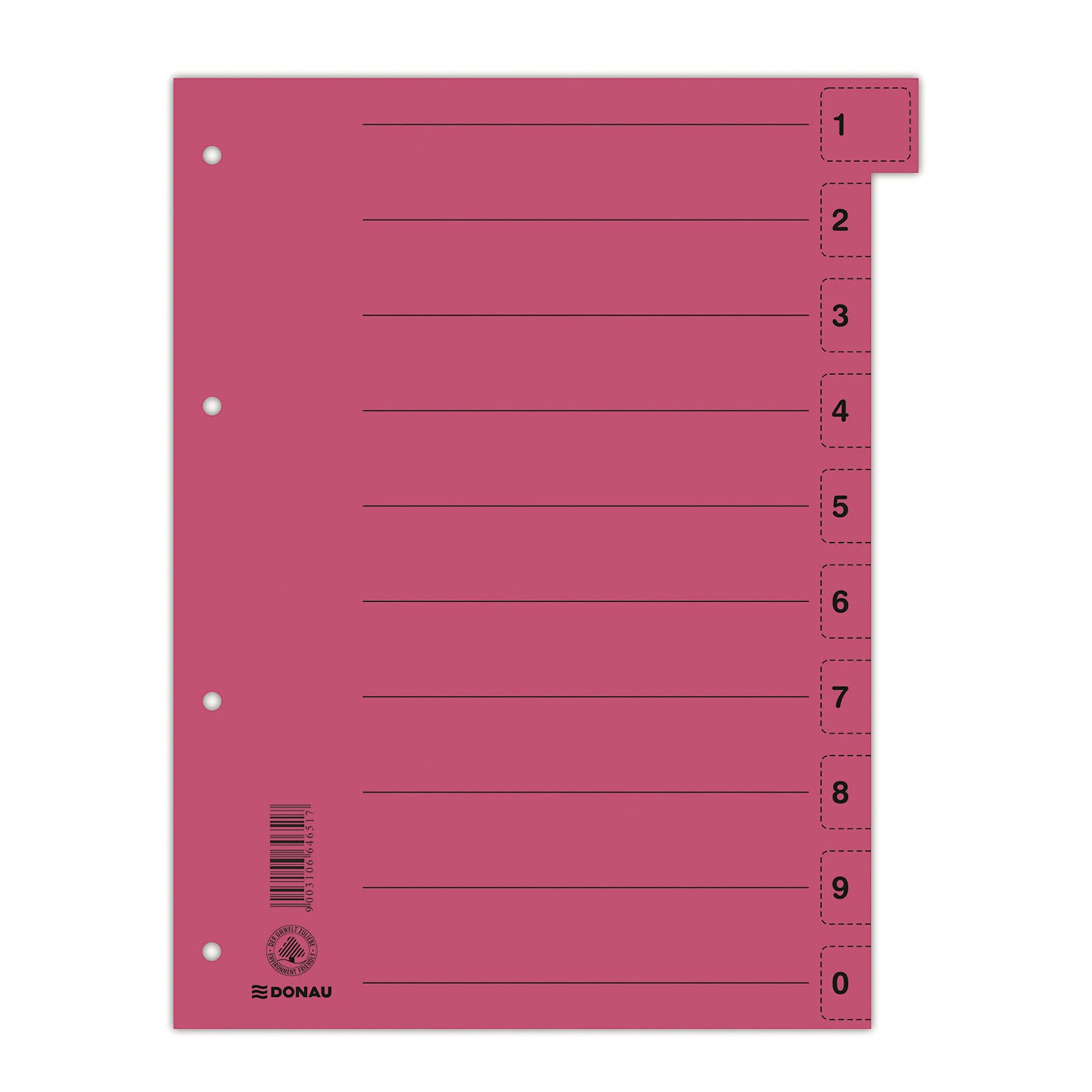 DONAU 8611001-04 Dividers Pack of 50 / Colour: Red/Cardboard Index Extra Wide Made of Recycled Cardboard/for DIN A4 4-Hole Dividers/Dividers/Folder Index/Blue Angel/Made in EU