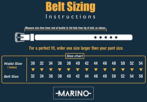 Marino's Men Genuine Leather Dress Belt with Single Prong Buckle - Black - 44