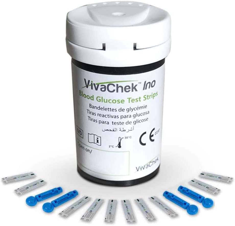 VivaChek Diabetes Strips x 50 & Diabetes Lancets x 50, Auto-Code Blood Glucose Test Strips