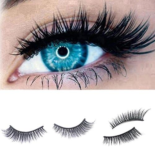 3D Magnetic False Eyelashes,HKFV 3 Pair Design Fashion Style Eyes Makeup Eyelashes Daily Party Makeup Decor Fluffy Strip Eyelashes