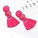 Boderier Bohemian Statement Thread Tassel Chandelier Drop Dangle Earrings with Cassandra Button Stud (Watermelon Red)