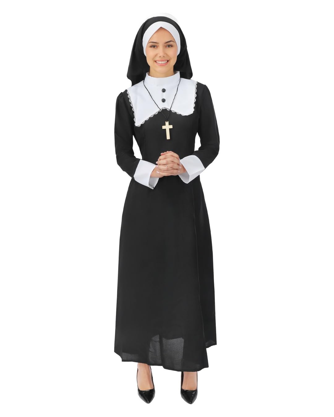 P'tit Clown 21066 Costume Religieuse Luxe - Adulte - S/M Fancy Dress, Solid, Black