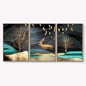 Framed Canvas Wall Art for Living Room, Bedroom Abstract Landscape Dream Place Canvas Prints for Home Decoration Ready to Hanging - 16"x24"x3 Panels