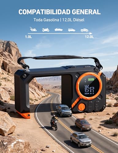 AstroAI Arrancador de Batería de Auto 8000A Compresor de Aire 150PSI, Jump Starter Cargador de Batería de Auto 12V(Todo Gasolina/8.0L Diésel) con Inflador de Llantas para Carro, SUV y Moto