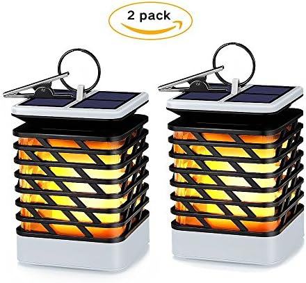 Solar Lights Outdoor LED Flickering Flame Torch Lights Solar Powered Lantern Hanging Decorative Atmosphere Lamp for Pathway Garden Deck Christmas Holiday Party Waterproof Auto On/Off(2 pack)