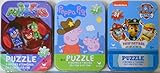 3 Mini Puzzles in Tin Cases Bundle: Disney Junior PJ Masks & Peppa Pig & Paw Patrol- 24 Pieces Per Puzzle