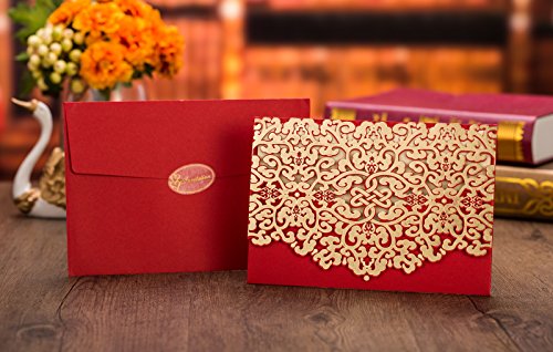 50pcs Elegant Laser Cut Wedding Invitations Cards with Envelopes and Stickers (Party invite)