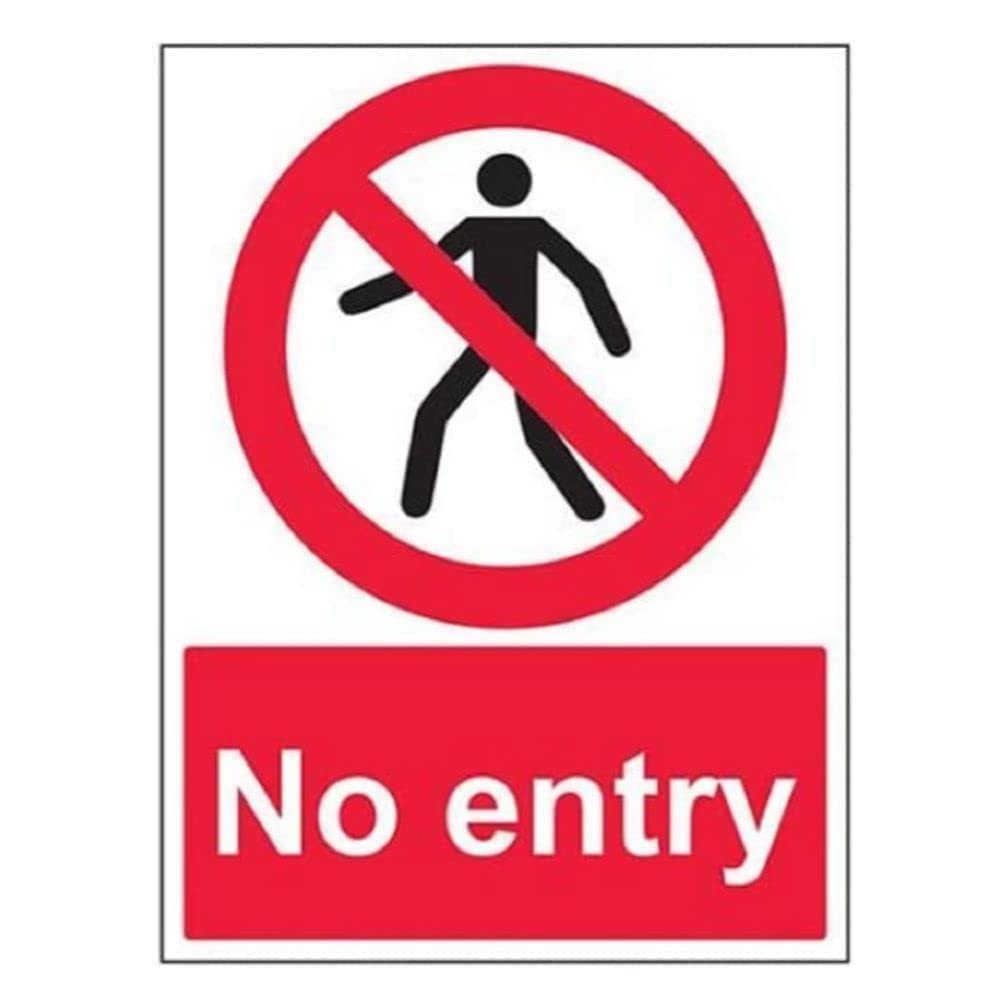 V Safety No Entry Pedestrian Prohibition Sign - 300mm x 400mm - 1mm Rigid Plastic — image 1