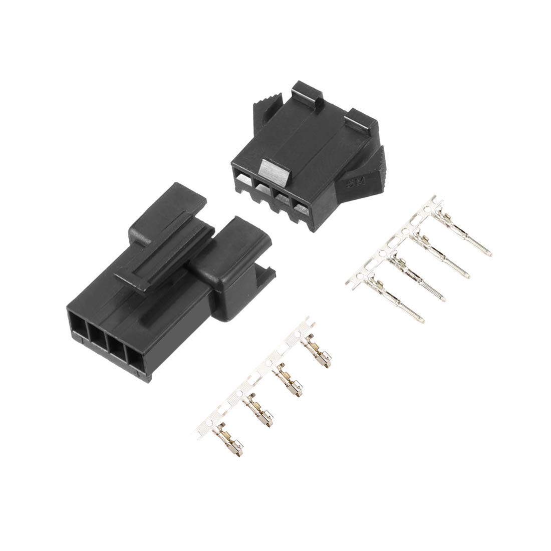 sourcing map 50 Pairs 2.54mm 4 Pin Black Plastic Male Female -SM Housing Crimp Terminal Connector