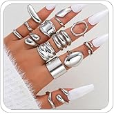 ANGLEQUEEN Chunky Gold Rings for Women 14K Gold Plated Stackable Knuckle Ring Set Adjustable Domed Gold Rings Statement Ring Set Pack