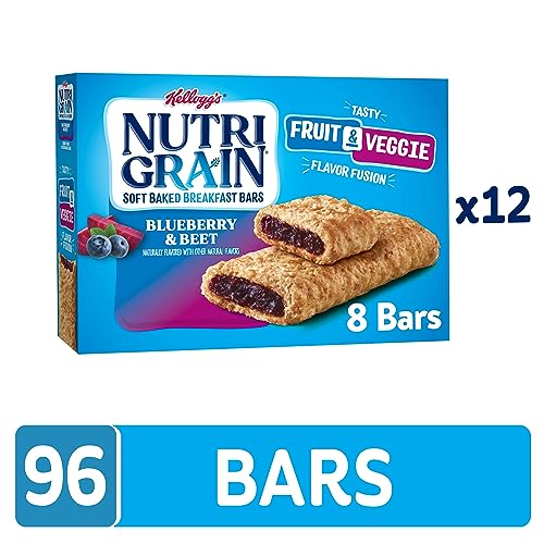 NutriGrain Fruit and Veggie Soft Baked Breakfast Bars, Made with Whole