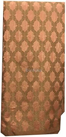 Inhika Dress Making Craft Sewing Fabric by Yard metre Brocade Beige Gold Peach Self Embroidery
