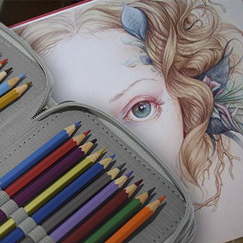 Colored Pencil Case, Newcomdigi 72 Slot Pencil Case Large Art Case Multilayer Pencil Storage Case Bag Holder Pen Case Organizer with Compartment For Drawing Sketch Art School Kids Adults (Gray) - Thumbnail 6