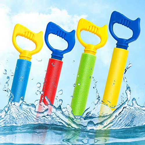 Kiztoys Water Gun for Kids Adults,4pcs Super Water Pistol Cool Summer 35cm Foam Pump Action Water Gun Toy 8m Range,Pool Beach Garden Lawn Water Fight,Gifts for Boys Girls
