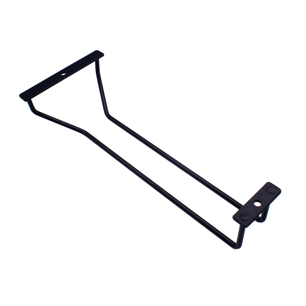 Abcsea Black Cast Iron 1 Row Wine Glass Rack, Under Cabinet, Holds 2-3 Glasses, Black