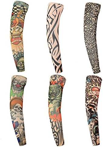 Orilife Fake Temporary Tattoo Sleeves Body Arm Stockings Accessories F (6pcs)