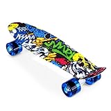 Enkeeo 22 Inch Cruiser Skateboard Plastic Banana Board with Bendable Deck and Smooth PU Casters for Kids Boys Youths Beginners ,Multiple Colors