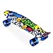 Enkeeo 22 Inch Cruiser Skateboard Plastic Banana Board with Bendable Deck and Smooth PU Casters for Kids Boys Youths Beginners ,Multiple Colors