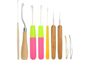 9 Pcs Bent Latch Hook Crochet Needle Set Dreadlocks Tool Crochet Hooks Hair Locking Tool for Hair Extension Braid Carpet Maki