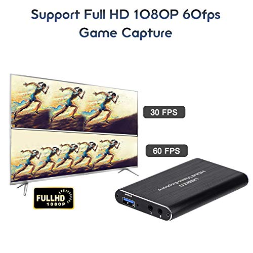 HDMI Game Capture, HDMI to USB 3.0, Full HD 1080P Live Video Capture Gard Recording Box, HDMI USB 3.0 Adapter Video and Audio Grabber for Windows, Mac OS and Linus System, Black - Thumbnail 5