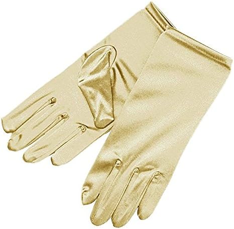 WHZZ Women Short Satin Wedding Party Bride Stretch Gloves Wrist Length W5