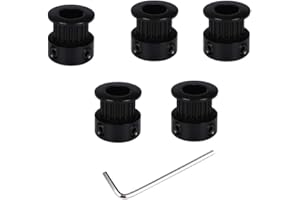 HoCenWay 5pcs GT2 Black Aluminum 20 Teeth Timing Belt Idler Pulley Synchronous Wheel bore 8mm for 3D Printer CNC Machine 6mm Width Timing Belt (8mm bore)
