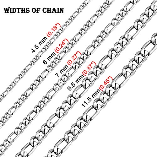 CHISMORL 16"36" Long Stainless Steel Figaro Chain Necklaces Various