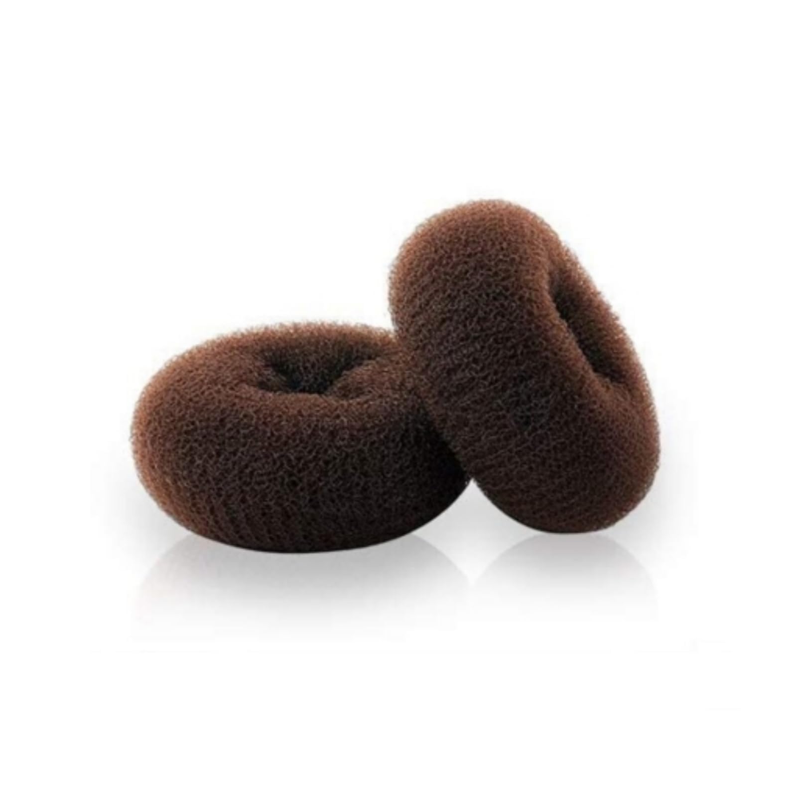 2 PCS Hair Donut Bun Maker, Ring Style Bun, Chignon Hair Large Doughnut Shaper for Thick and Long Hair (Size 3.74 Inch/ 9.5cm Brown), Hair Nets for Buns