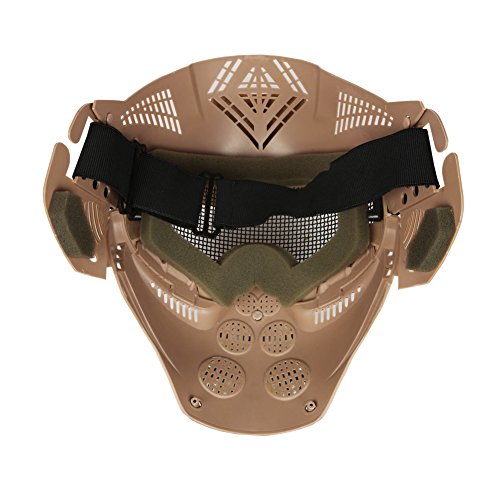 Paintball Masks,YASHALY Adjustable CS Military Tactical Gear Full Face Airsoft Mask with Mesh Eye Protection for Shooting Hunting Cycling Motorcycle (Tan)