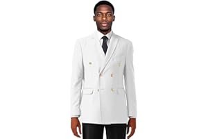 KSWYCT Mens Double Breasted Suit Blazer Casual Jacket for Mens Slim Fit Solid Sport Coat Jacket for Business Formal Wedding