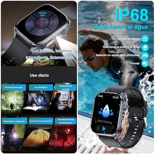 Reloj Inteligente Hombre con ECG/VCF: 2" HD Smartwatch con Asistente GPT | Reloj Salud con AI GPT Q&A, Sueño, 30s Mini Chequeo, Linterna LED, SOS, 150+ Deportivos, Android iOS