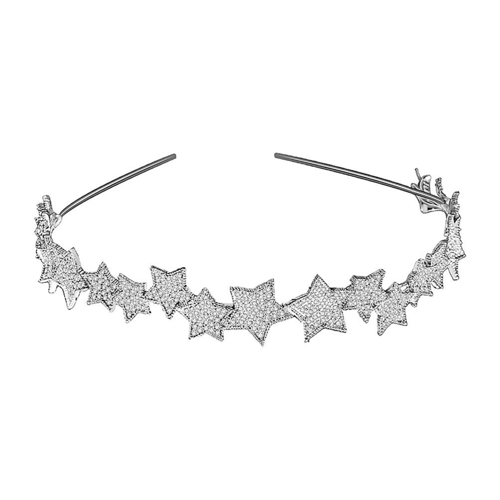 Star Bridal Tiara Crown, Rhinestone Star Tiara Wedding Princess Crowns Headband for Wedding Party Accessiories