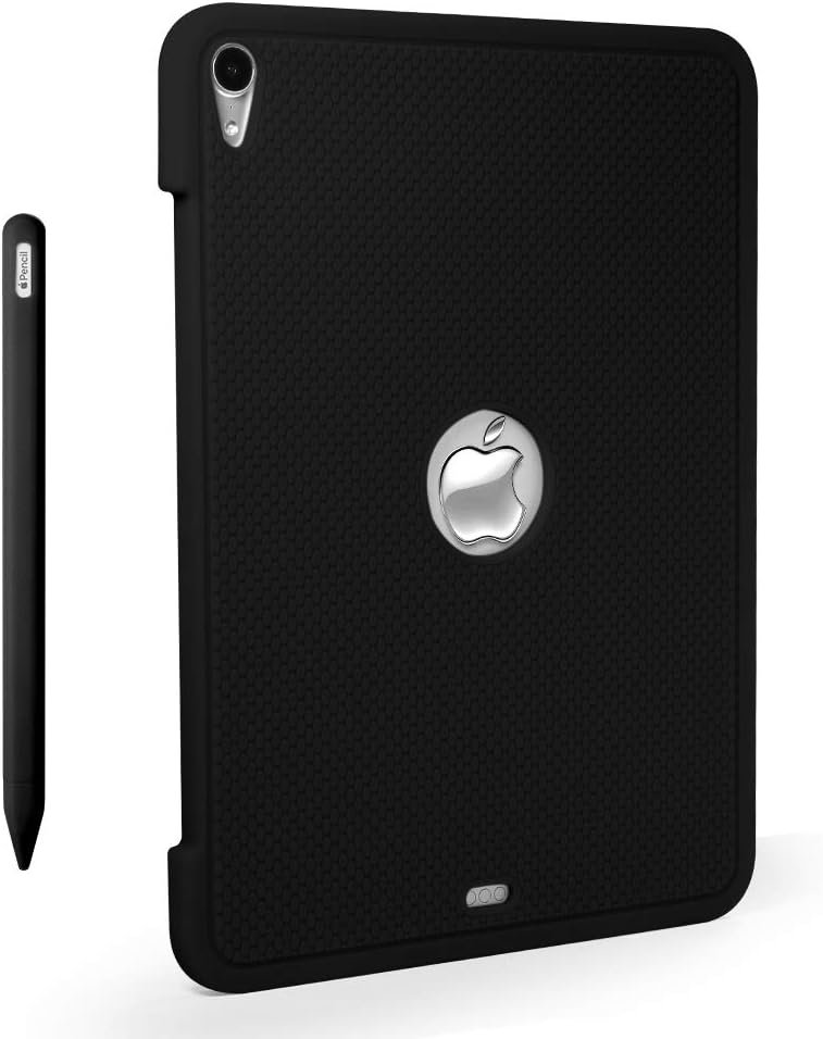 ZALU Case Compatible with iPad Pro 12.9 inch (Gen 3) 2018, Premiun Silicone Cover Case with Gen 2 Apple Pencil Case (Black)