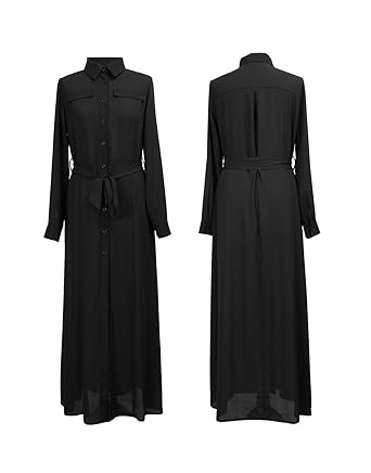 black maxi shirt dress